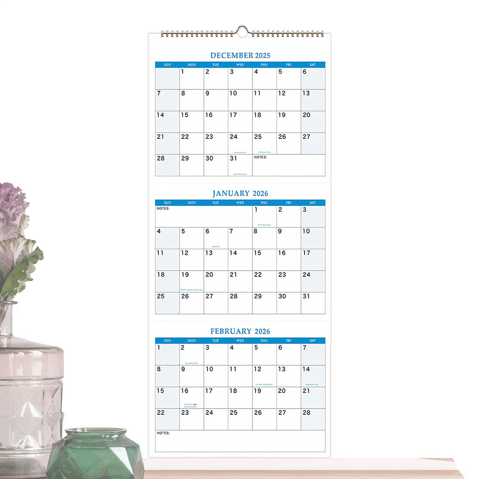 2026 Large Wall Calendar 3 Mon - огляд і ціна Planned Parenthood